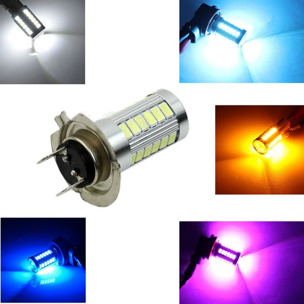 cyan soil bay h7 white ice blue red amber yellow pink purple green 5630 33 smd 33led auto car fog driving light lamp bulbs 12v
